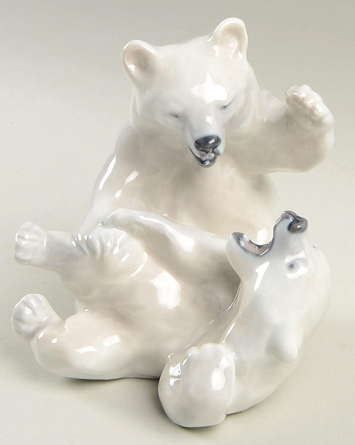 Animals-Wildlife Polar Bears Cubs Playing - No Box by Royal Copenhagen-1
