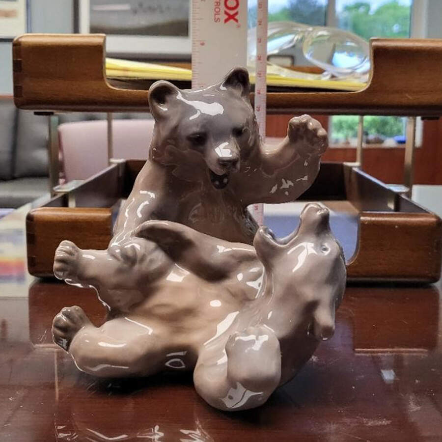 Animals-Wildlife Polar Bear Cubs Playing - No Box by Royal Copenhagen-1