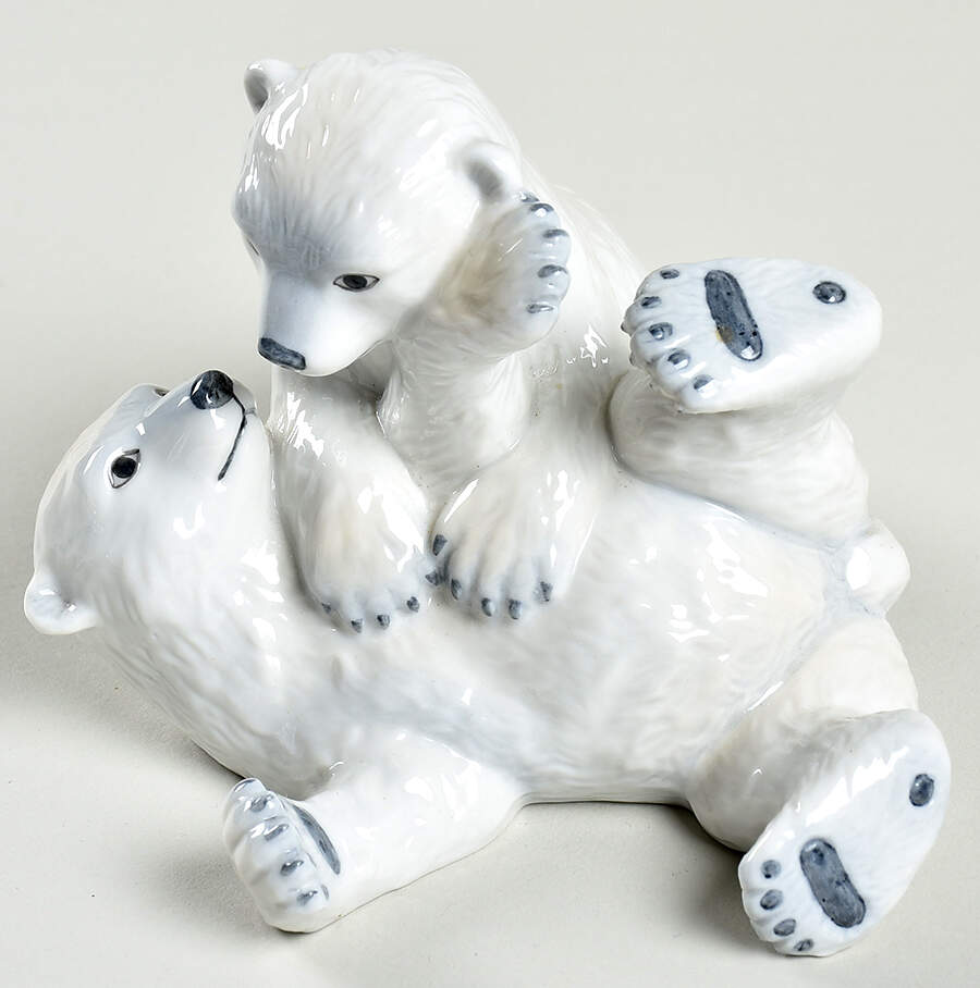 Animals-Wildlife Polar Bears Cubs Playing - No Box by Royal Copenhagen-1