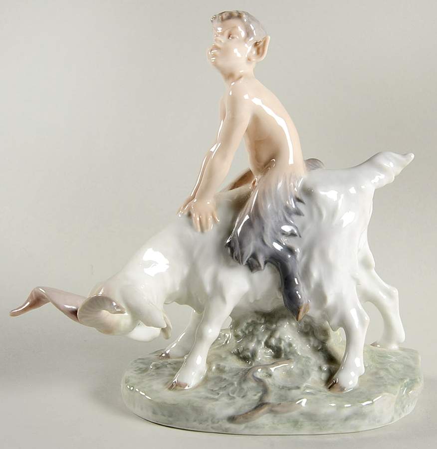 Fantasy & Legends Faun On Goat - No Box by Royal Copenhagen-1