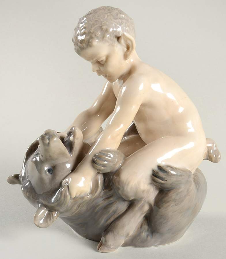 Fantasy & Legends Faun With Bear - No Box by Royal Copenhagen-1