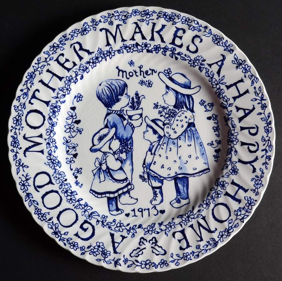 Mother's Day Plate Mother Makes A Happy Home-Blue - No Box by Royal Crownford-1