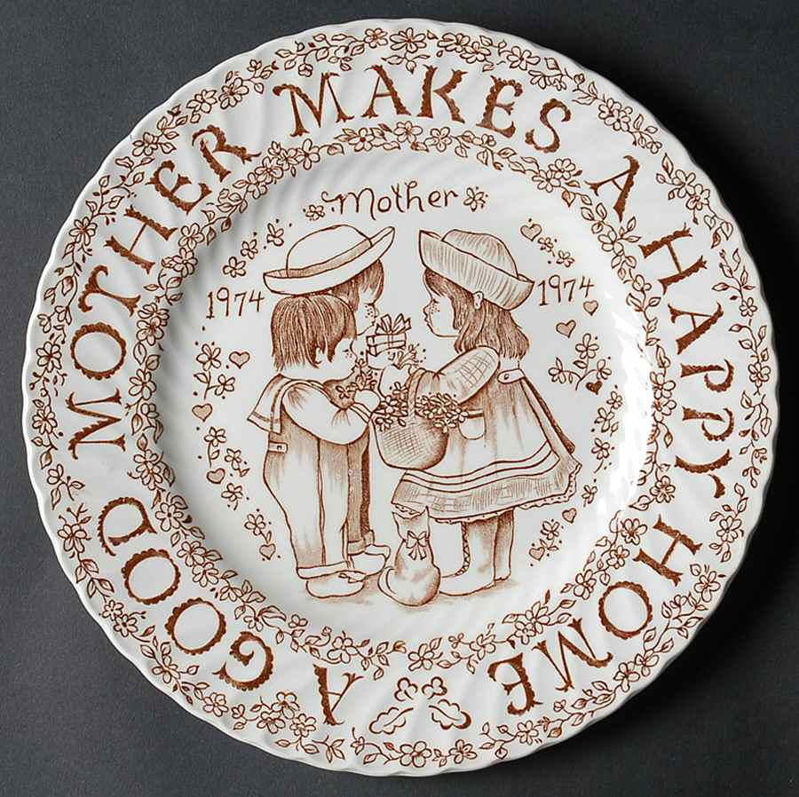 Mother's Day Plate Mother Makes A Happy Home-Brown - No Box by Royal Crownford-1