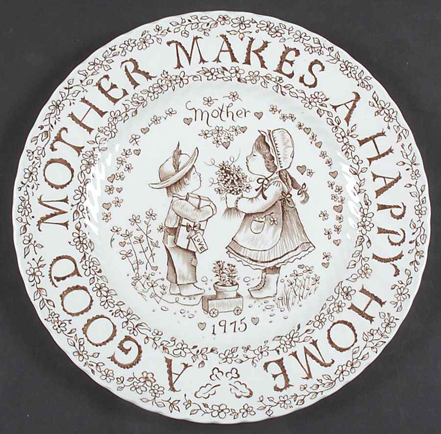 Mother's Day Plate Mother Makes A Happy Home-Brown - No Box by Royal Crownford-1