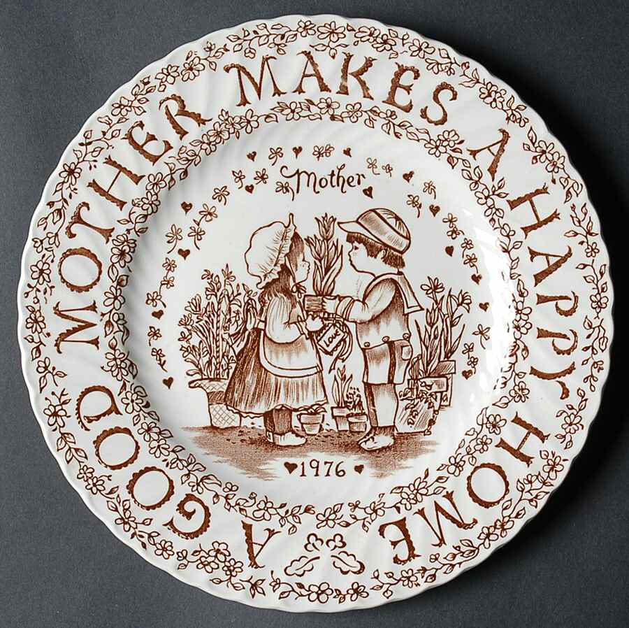 Mother's Day Plate Mother Makes A Happy Home-Brown - No Box by Royal Crownford-1