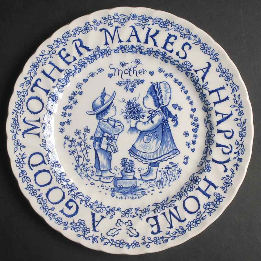 Mother's Day Plate Mother Makes A Happy Home-Blue - No Box by Royal Crownford-1