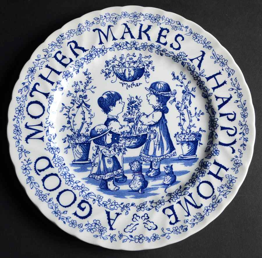 Mother's Day Plate Mother Makes A Happy Home-Blue - No Box by Royal Crownford-1