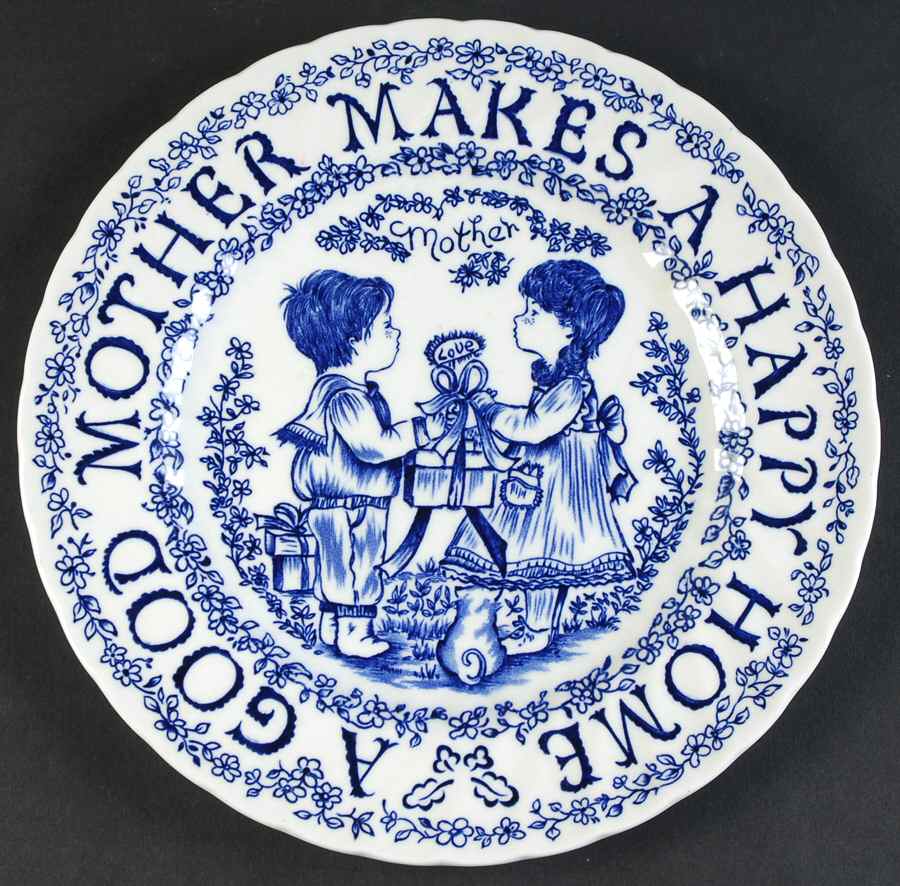 Mother's Day Plate Mother Makes A Happy Home-Blue - No Box by Royal Crownford-1