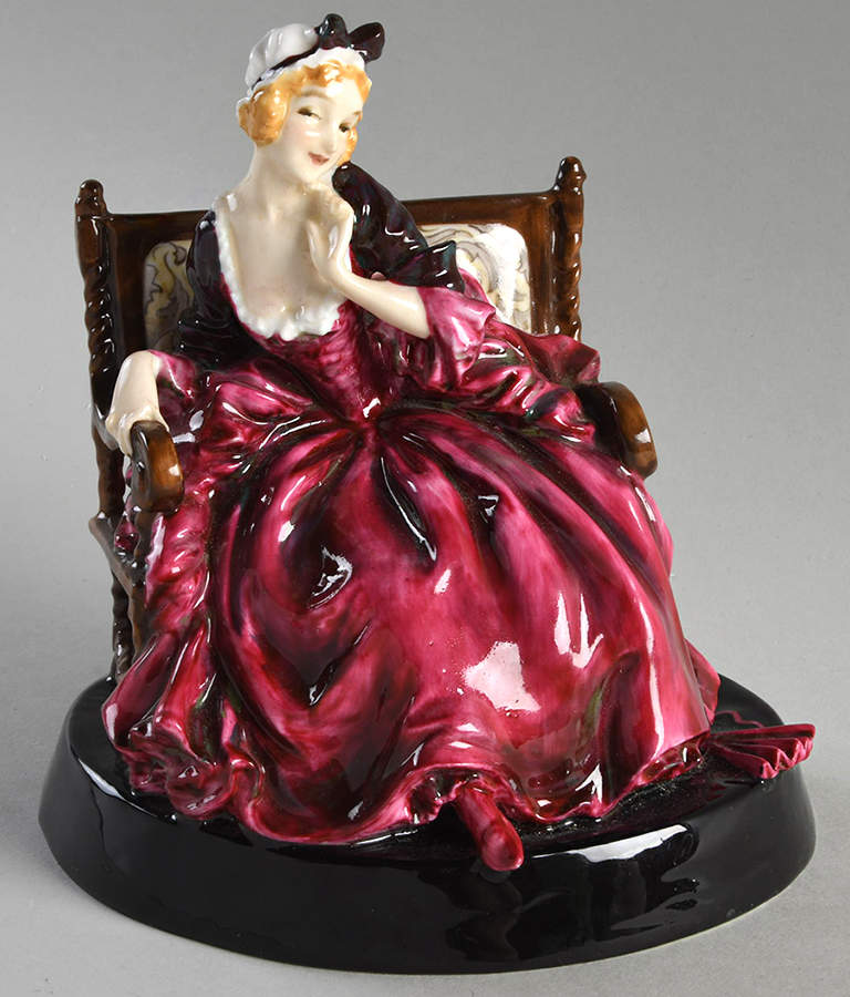 Royal Doulton Figurine Proposal(Woman)-Burgundy& Black - With Box Bx1355 by Royal Doulton-1