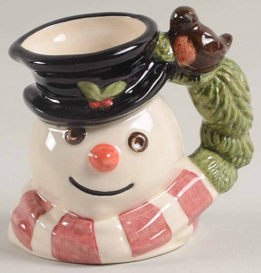 Character Jug Snowman-Wreath & Robin - Bx1084 With Box by Royal Doulton-1