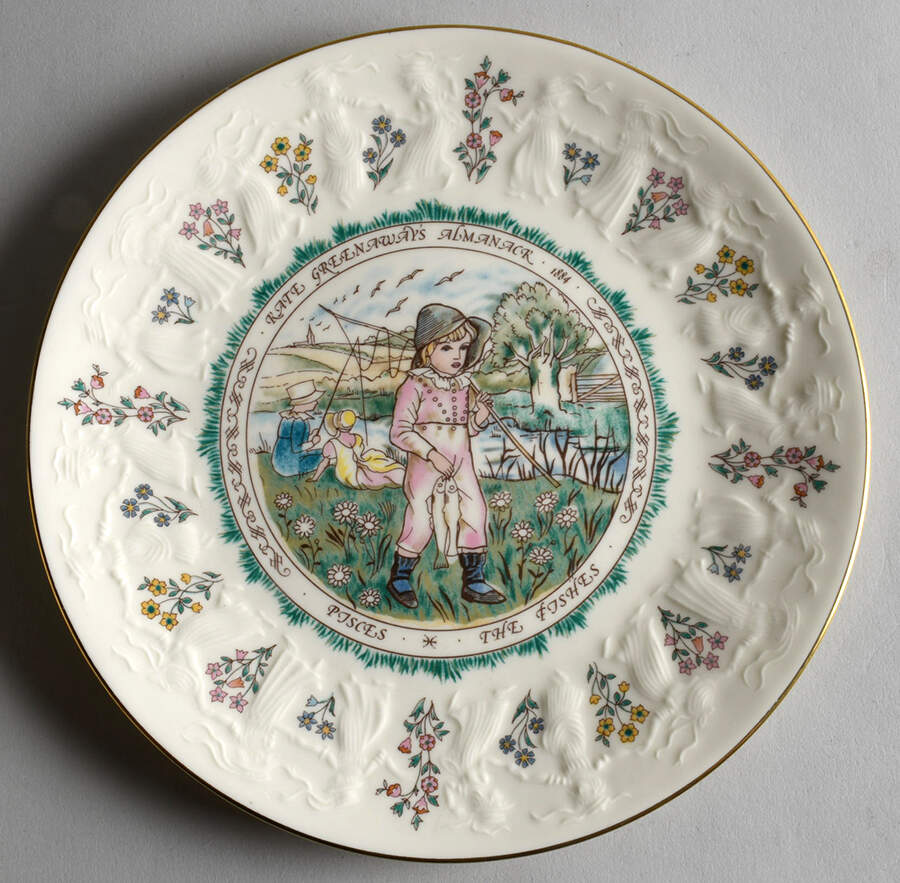 Almanack-Kate Greenaway Pisces-February-The Fishes - Boxed by Royal Doulton-1