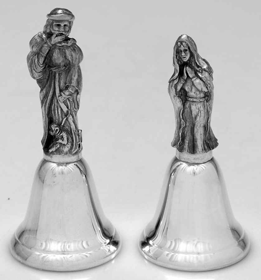 Nativity-Bells Mother Mary & Nobleman - Boxed by Reed & Barton-1