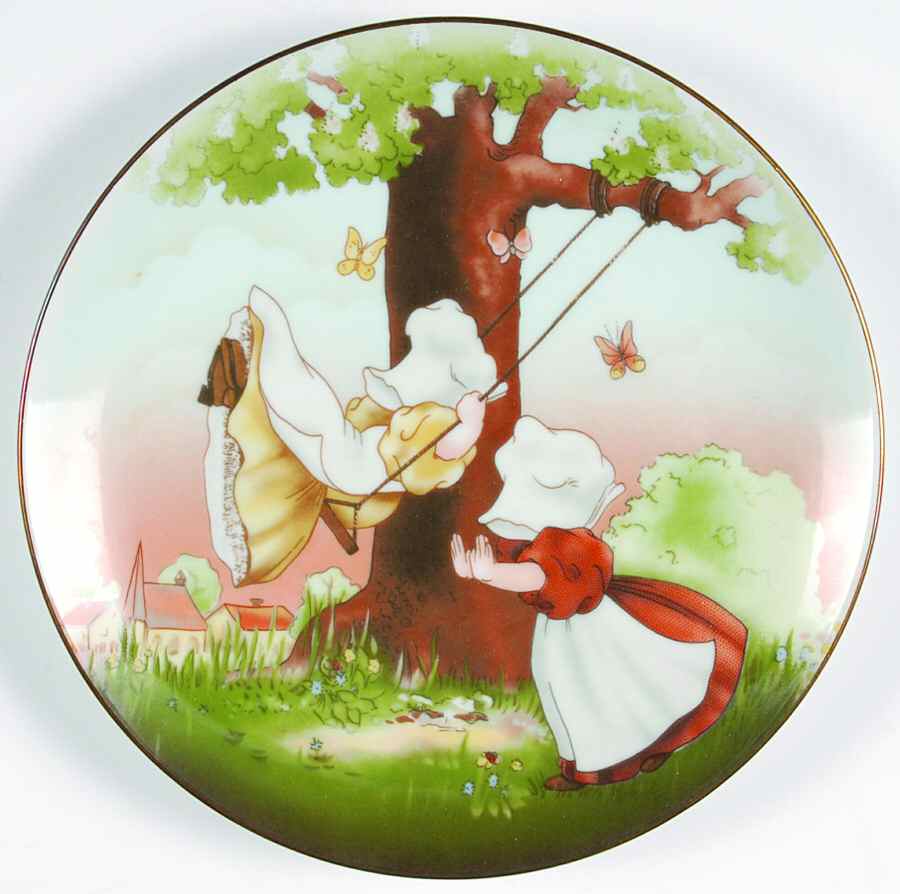 Playtime-Sunbonnet Babies Swinging - With Box by Royal Bayreuth-1