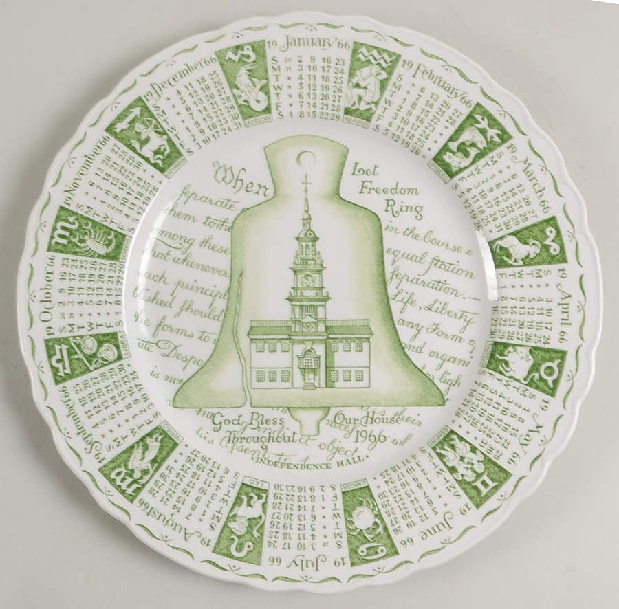 Royal Staffordshire Calender Plate Independence Hall - No Box 66c by Royal Stafford-1
