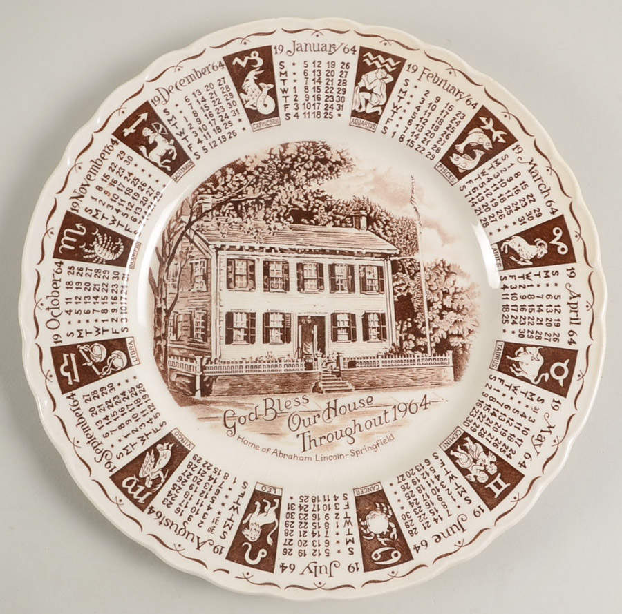 Royal Staffordshire Calender Plate Home Of Abraham Lincoln - No Box Nb64a by Royal Stafford-1