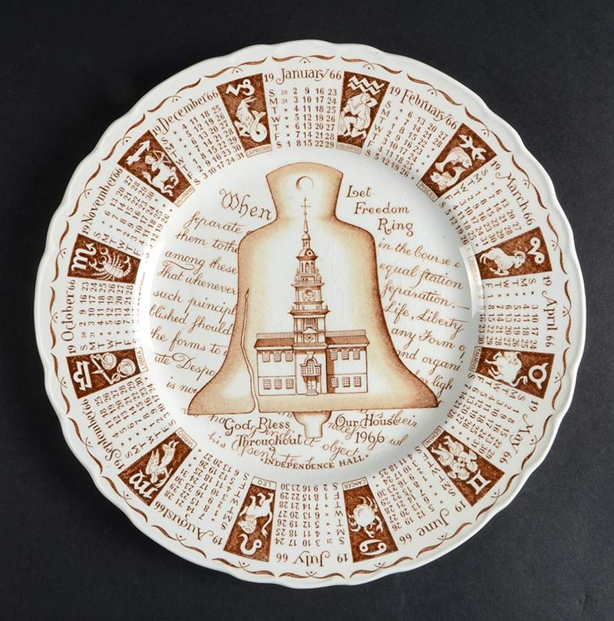 Royal Staffordshire Calender Plate Independence Hall - No Box 66a by Royal Stafford-1