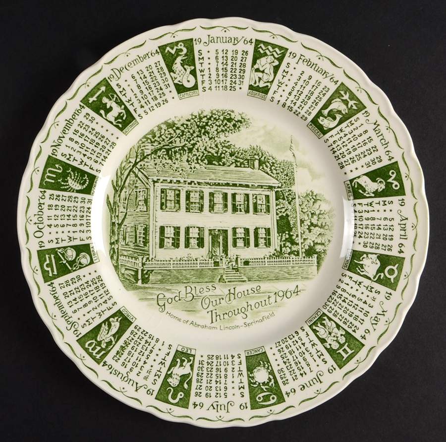 Royal Staffordshire Calender Plate Home Of Abraham Lincoln - No Box 64c by Royal Stafford-1