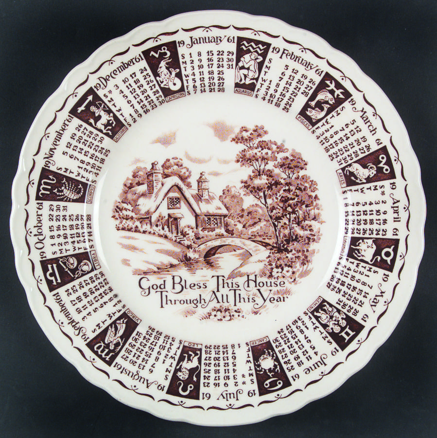 Royal Staffordshire Calender Plate 1961-Brown - No Box 61a by Royal Stafford-1