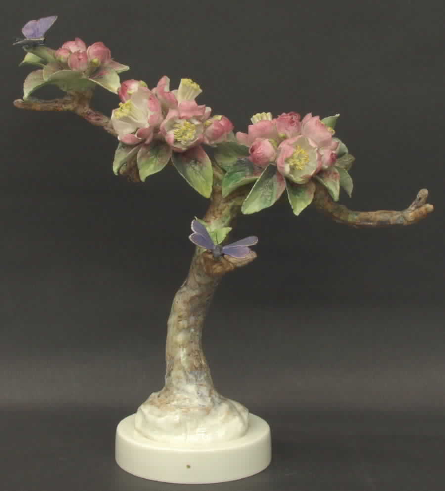 Dorothy Doughty Figurines Crabapple Spray & 2 Butterflies - Boxed by Royal Worcester-1