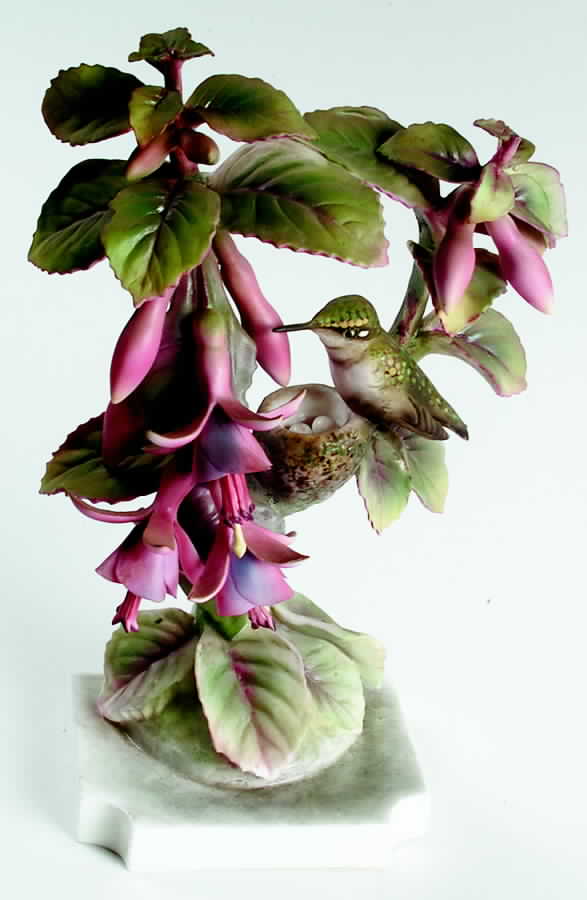 Doughty American Birds Hen-Throated Hummingbird & Fuchsia - Boxed by Royal Worcester-1