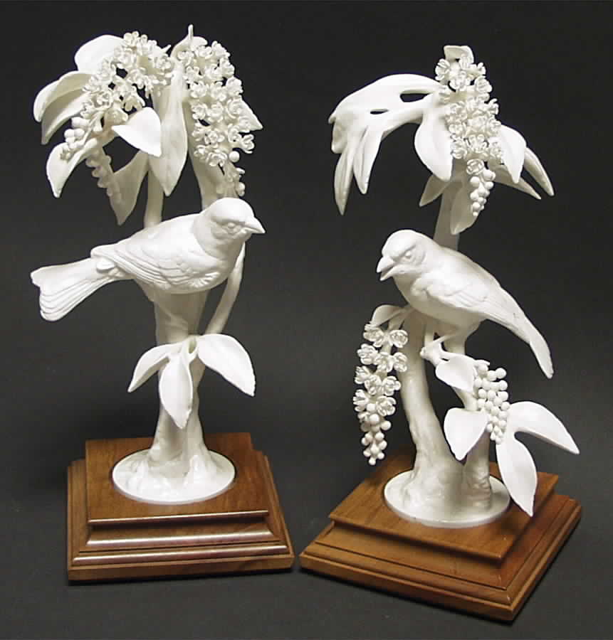 Dorothy Doughty Figurines Lazuli Bunting & Chokecherries-White - Boxed by Royal Worcester-1