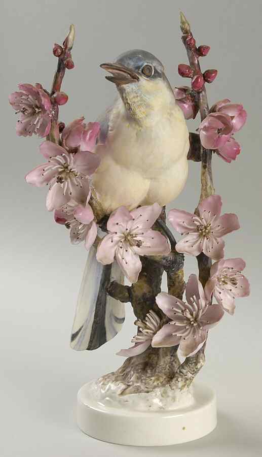Doughty American Birds Hen-Mockingbird & Peachblossom - Boxed by Royal Worcester-1