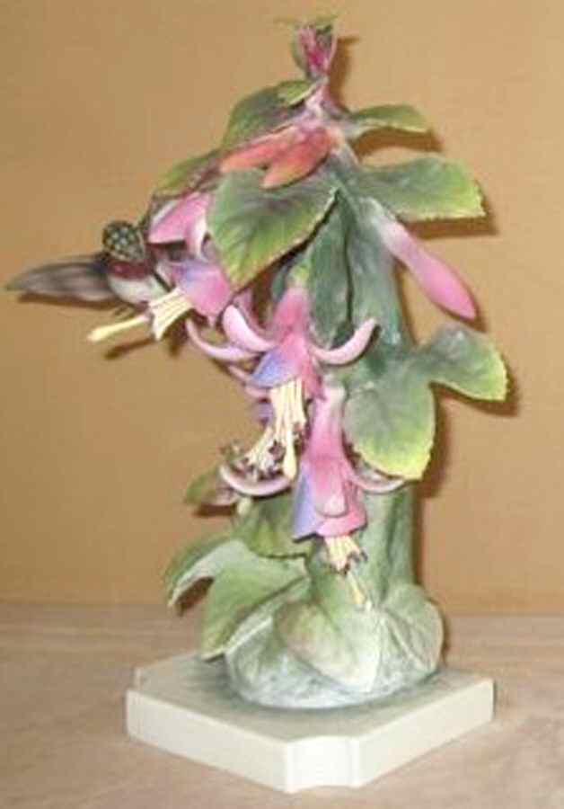 Doughty American Birds Ruby-Throated Hummingbirds & Fuchsia Pai - No Box by Royal Worcester-1