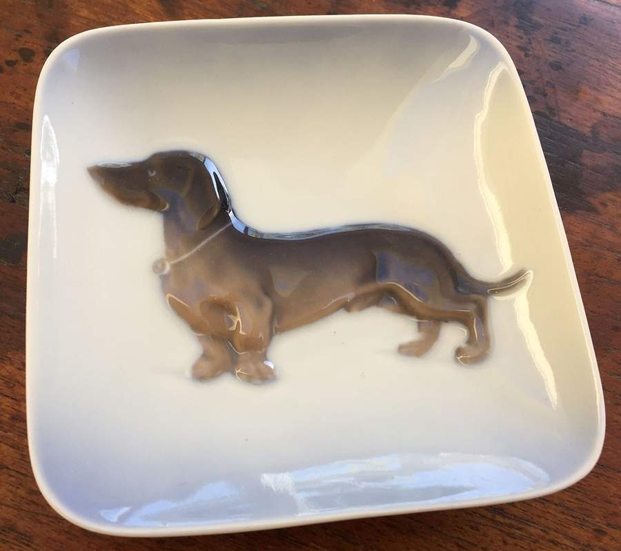 Royal Copenhagen Giftware Square Tray Dachshund - No Box by Royal Copenhagen-1