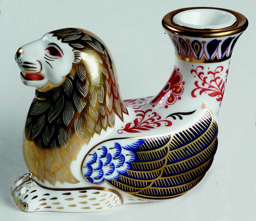 Animal Candleholders Lion-Imari Candleholder - No Box by Royal Crown Derby-1