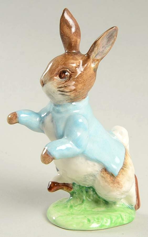 Beatrix Potter Backstamp 3 Peter Rabbit-Lt Blue/Short Base - Boxed by Royal Doulton-1