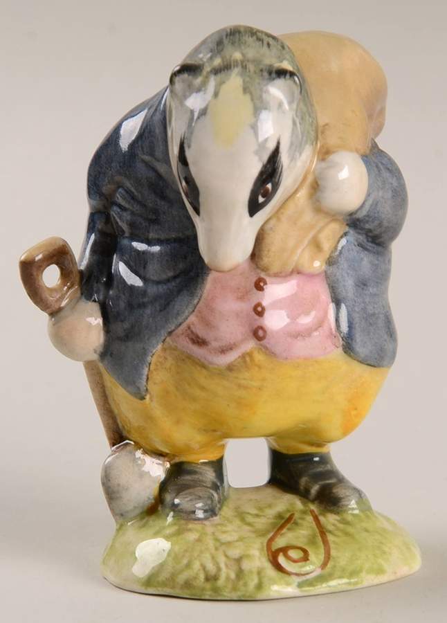 Beatrix Potter Backstamp 3 Tommy Brock-Handle Out - No Box by Royal Doulton-1