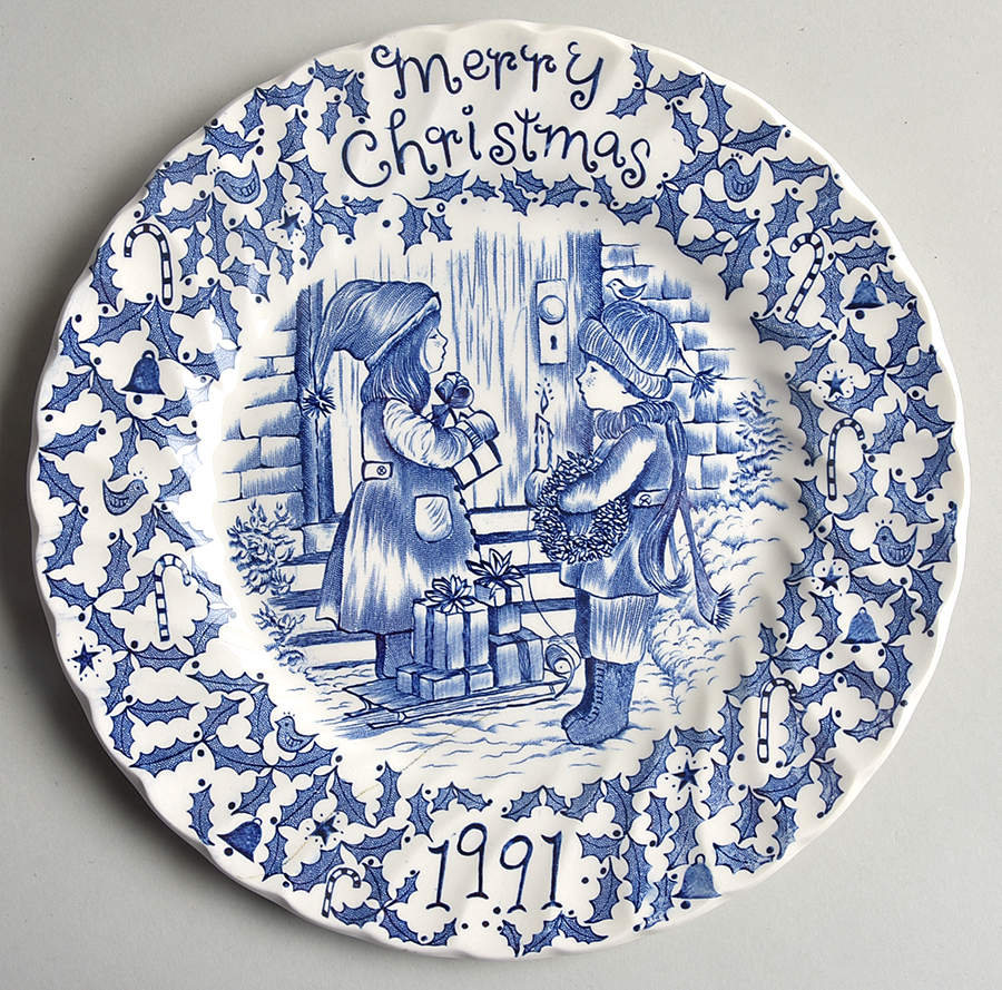 Royal Crownford Christmas Plates 1991-Blue - No Box by Royal Crownford-1