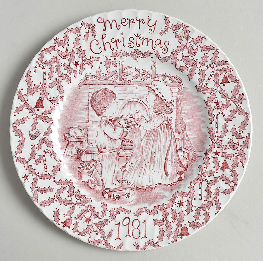 Royal Crownford Christmas Plates 1981-Red - No Box by Royal Crownford-1