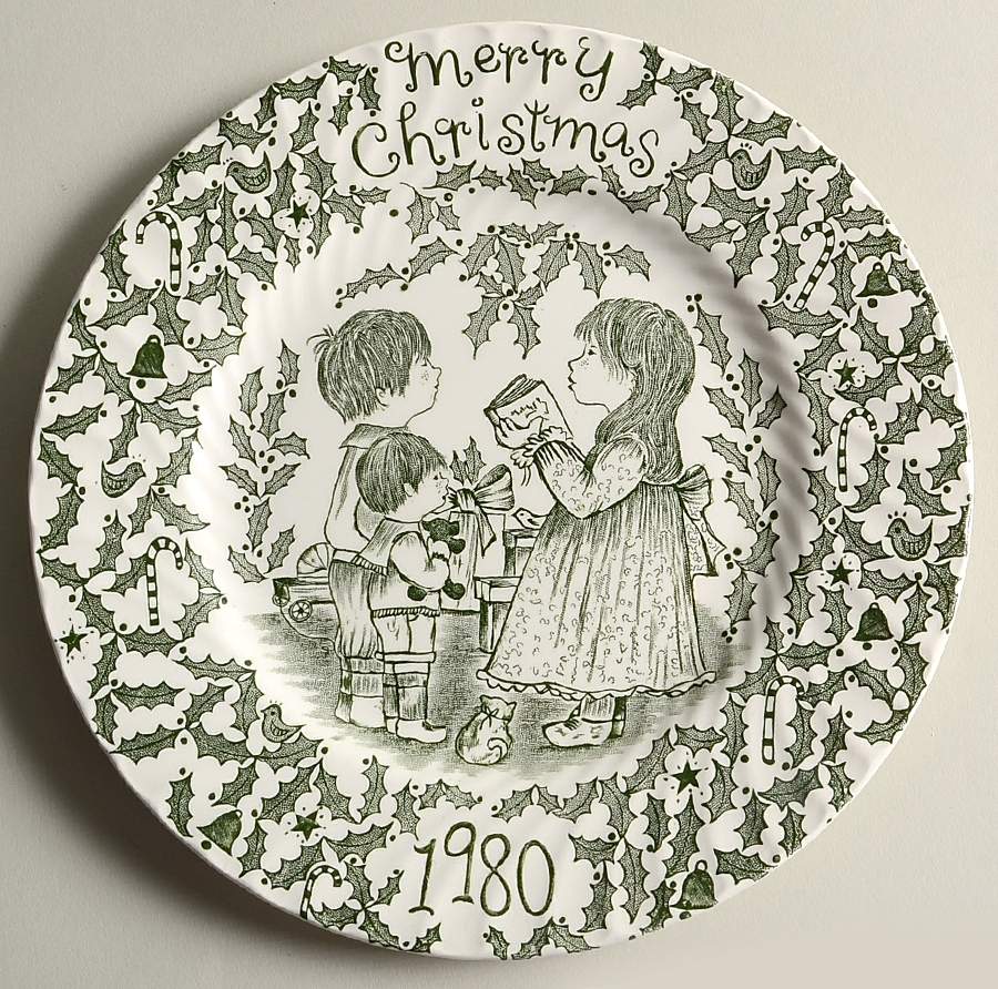 Royal Crownford Christmas Plates 1980-Green - No Box by Royal Crownford-1