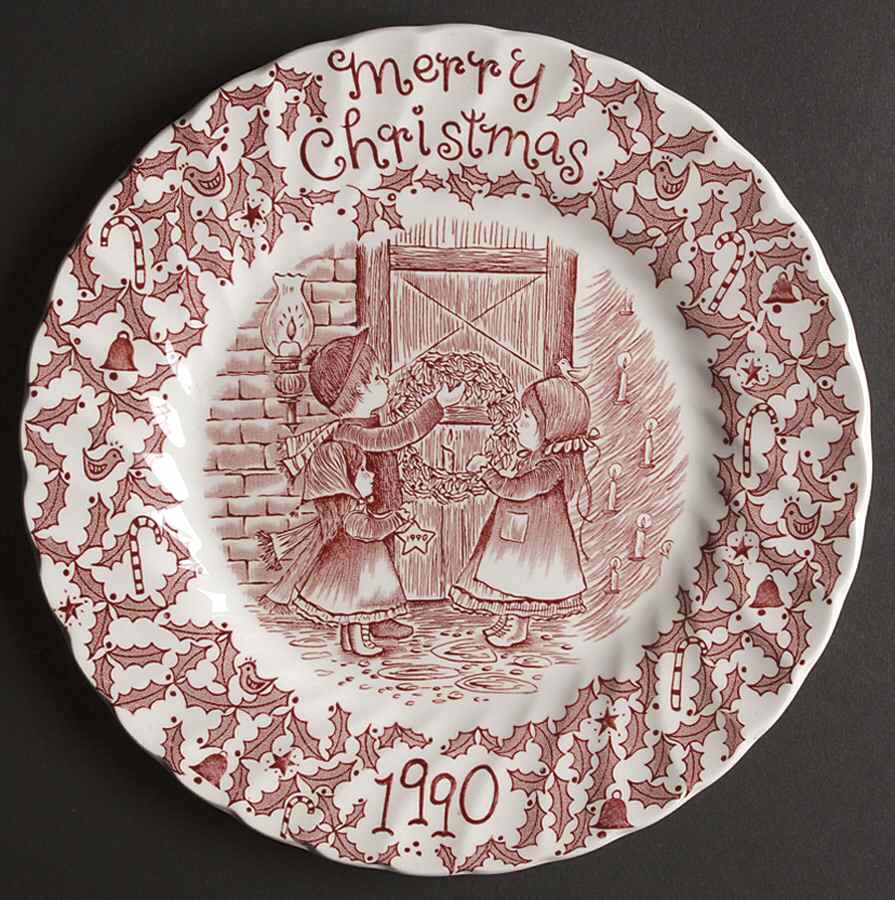 Royal Crownford Christmas Plates 1990-Red - No Box by Royal Crownford-1