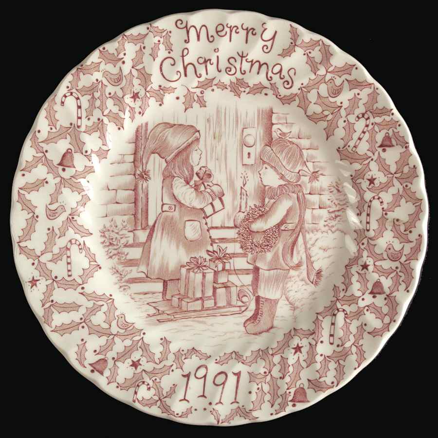 Royal Crownford Christmas Plates 1991-Red - No Box by Royal Crownford-1
