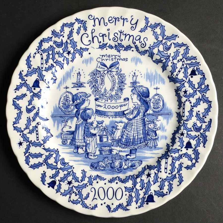 Royal Crownford Christmas Plates 2000-Blue - No Box by Royal Crownford-1