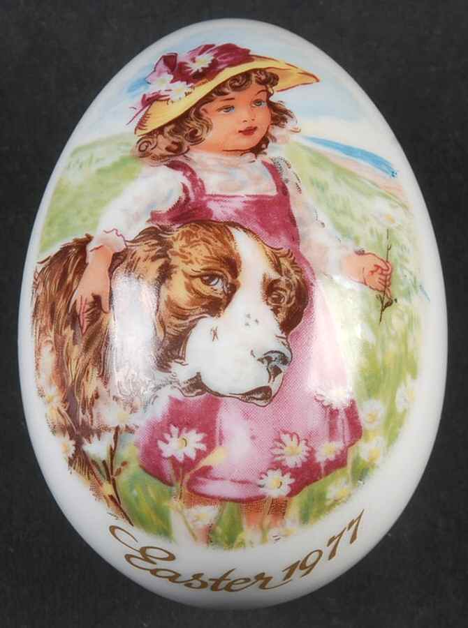 Easter Egg-Annual Girl With Dog - Boxed by Royal Bayreuth-1