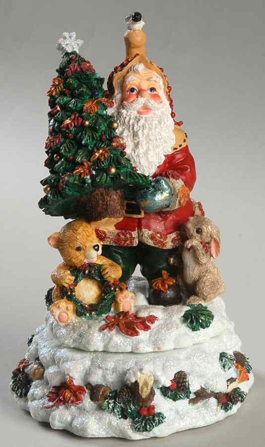Woodland Winds Frosty Leaf Santa Music Box - No Box by Christopher Radko-1