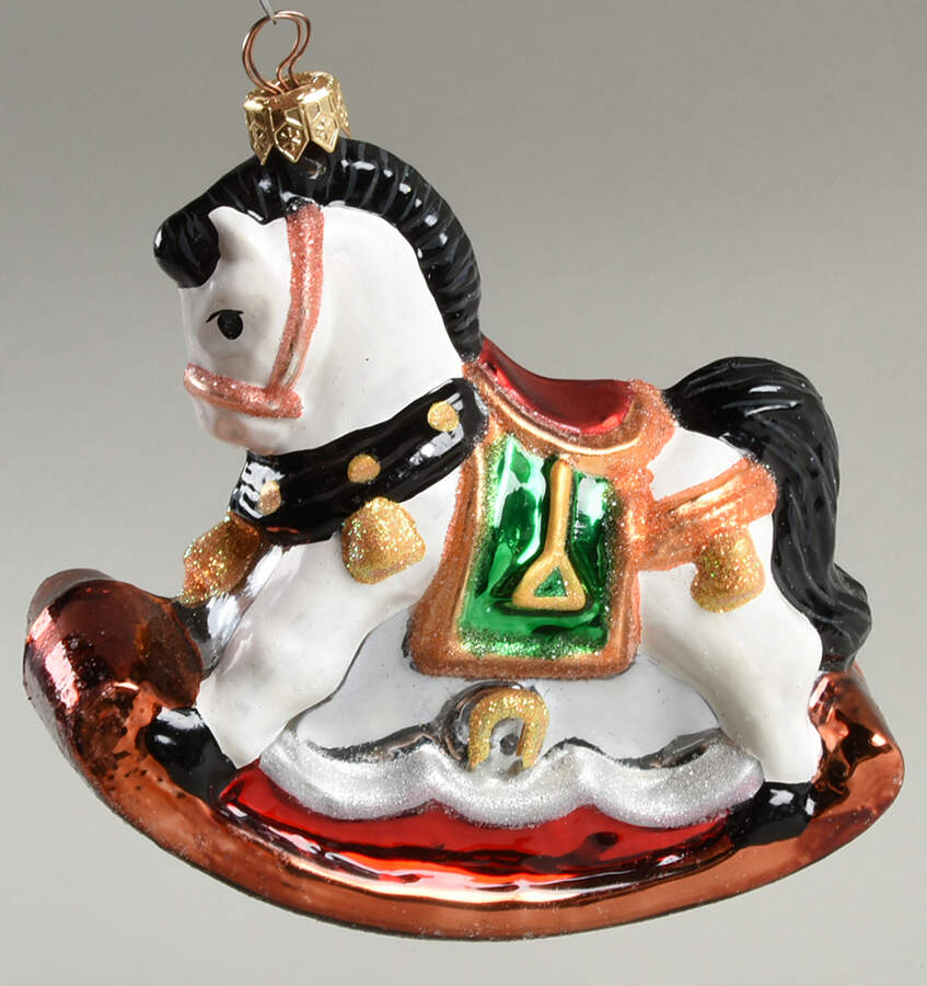 Bloomingdales Ornament Derby Rocker-White - No Box by Christopher Radko-1