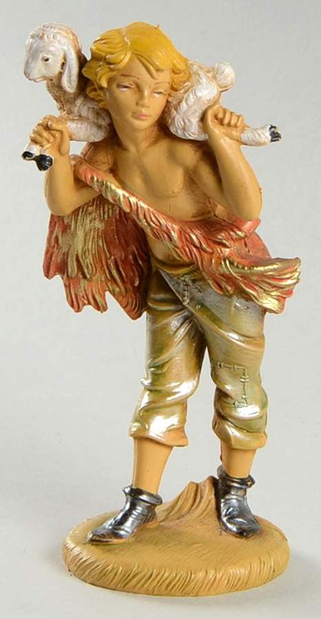 Pellegrini Nativity 4.5"Scale Shepherd With Sheep - Boxed by Malco-1
