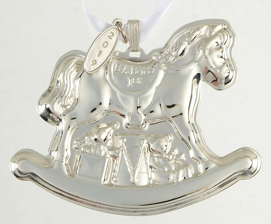 Babys First Christmas-Sterling Rocking Horse With Date Tag - Boxed by Reed & Barton-1
