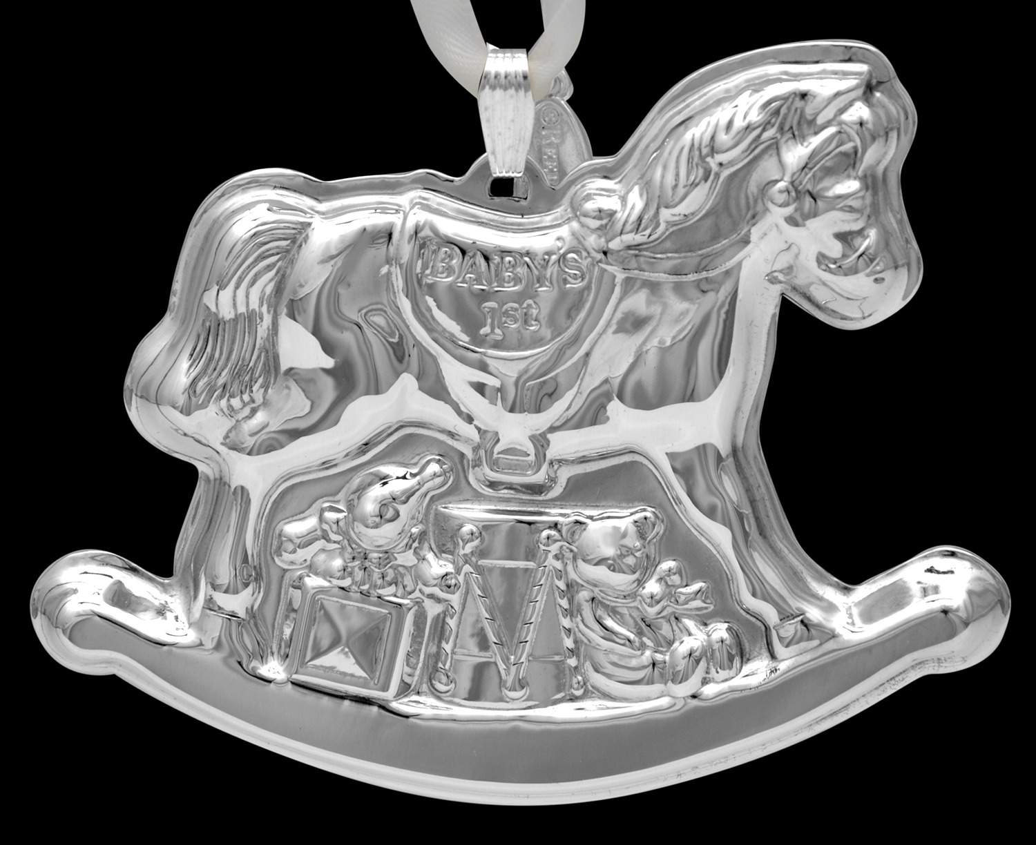 Babys First Christmas-Sterling Rocking Horse With Date Tag - Boxed by Reed & Barton-1