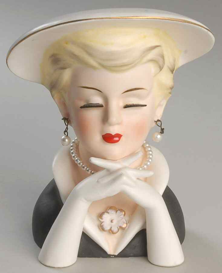 Rubens Miscellaneous Head Vase Black Dress & Pearls - No Box by Rubens Originals-1