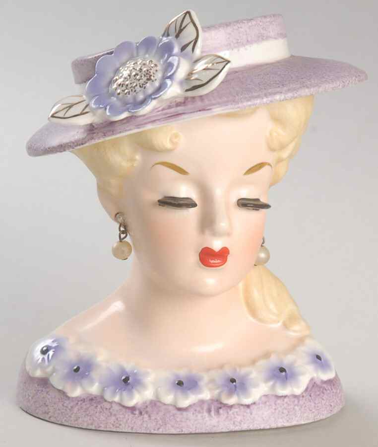 Rubens Miscellaneous Head Vase Lavender Hat & Dress - No Box by Rubens Originals-1