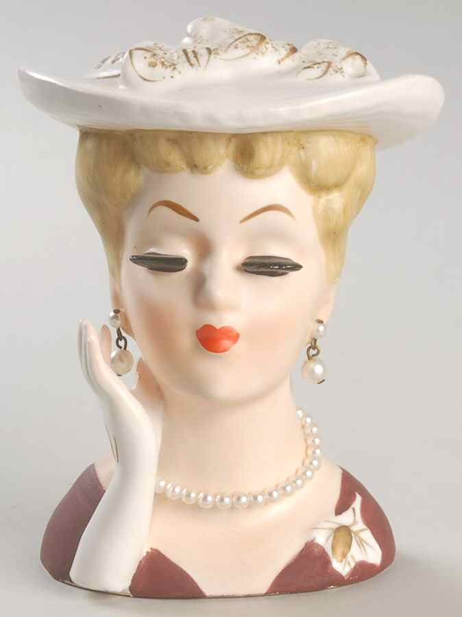 Rubens Miscellaneous Head Vase Red Dress & Pearls - No Box by Rubens Originals-1