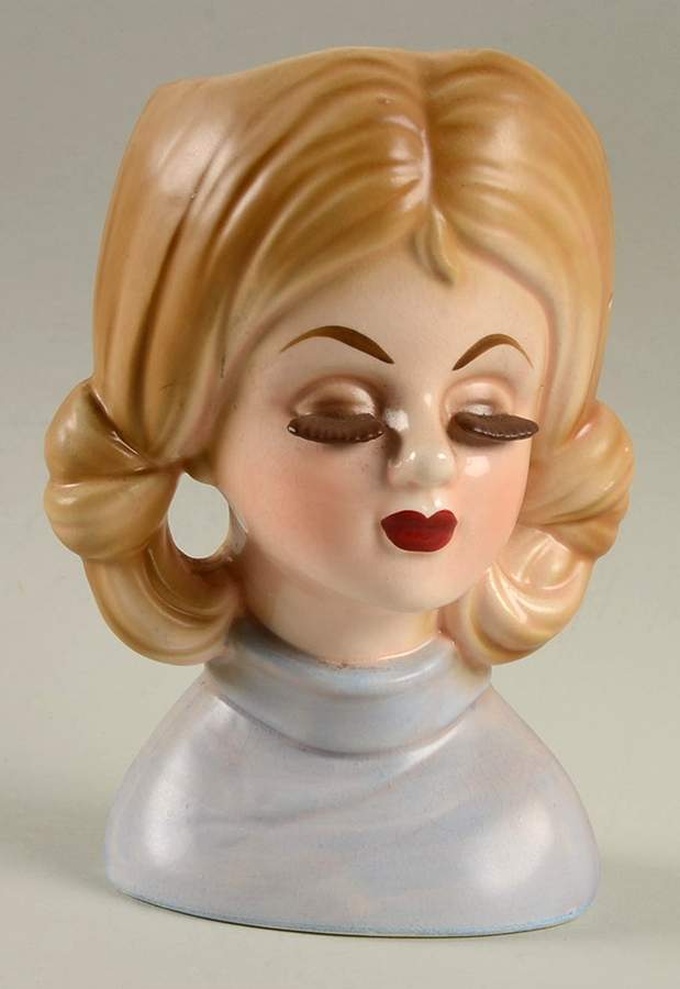 Rubens Miscellaneous Head Vase Blue/Grey Dress Eyes Closed - No Box by Rubens Originals-1