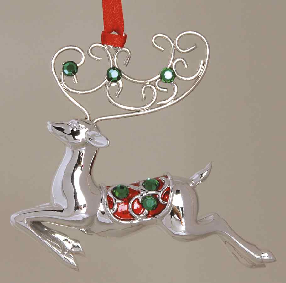 Reed & Barton Christmas Ornament Jeweled Reindeer - Boxed by Reed & Barton-1