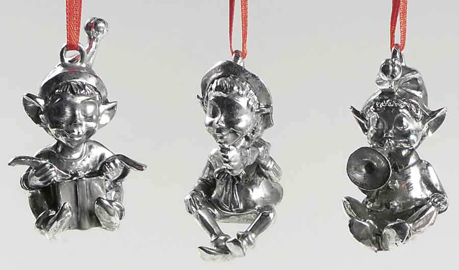 Reed & Barton Christmas Ornament Santas Elves-Set Of 3-Mini Orn - No Box by Reed & Barton-1