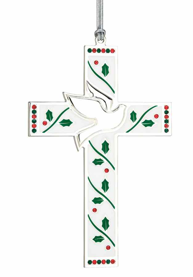 Reed & Barton Christmas Ornament Merry & Bright Cross W/ Dove - Boxed by Reed & Barton-1